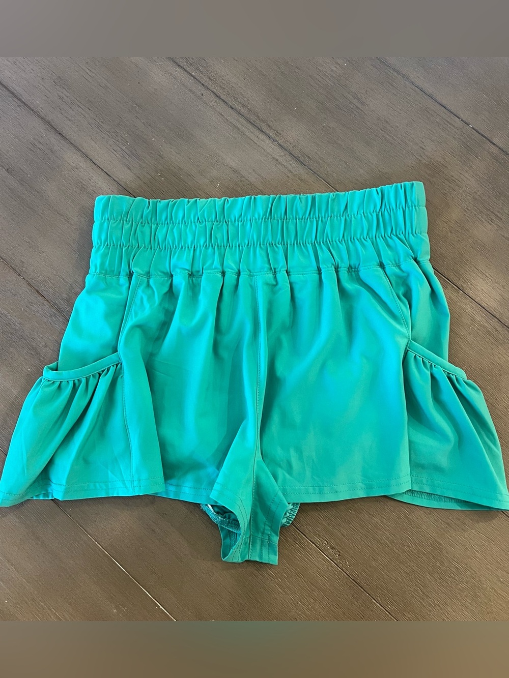 Altar'd State Teal Elastic-Waist Athletic Shorts